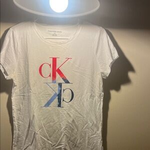 Calvin Klein Kids White Tee with Red and Blue CK Logo